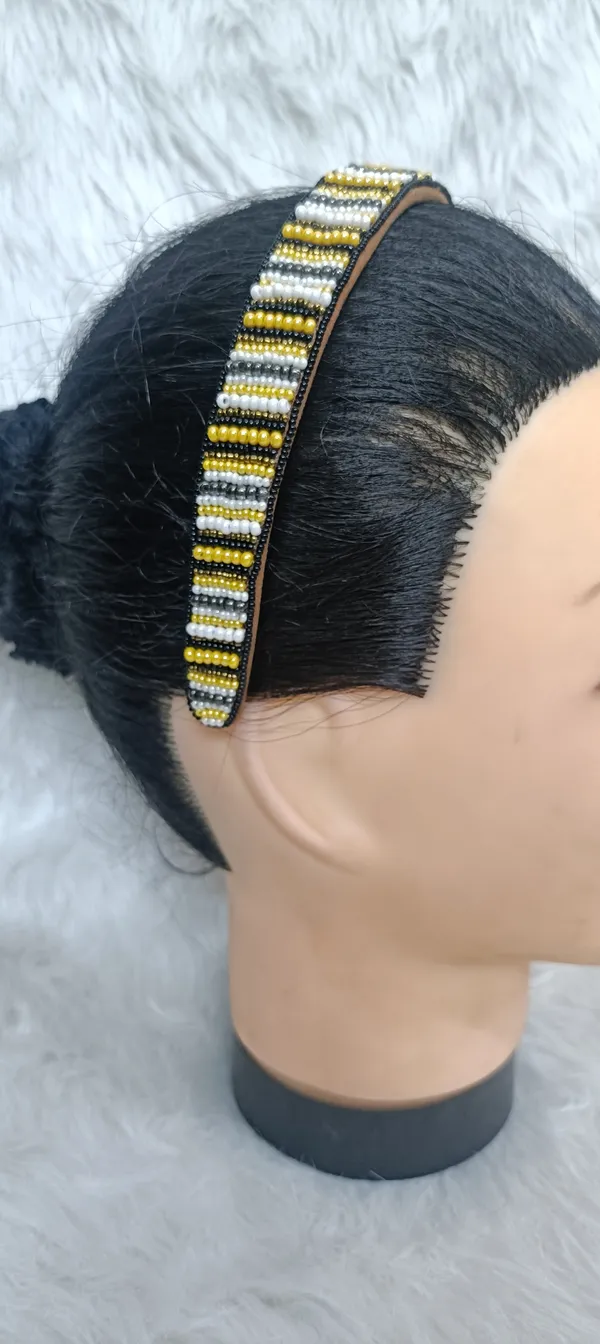 Gold_Silver_White_Beaded_Striped_Hairband_For_Women