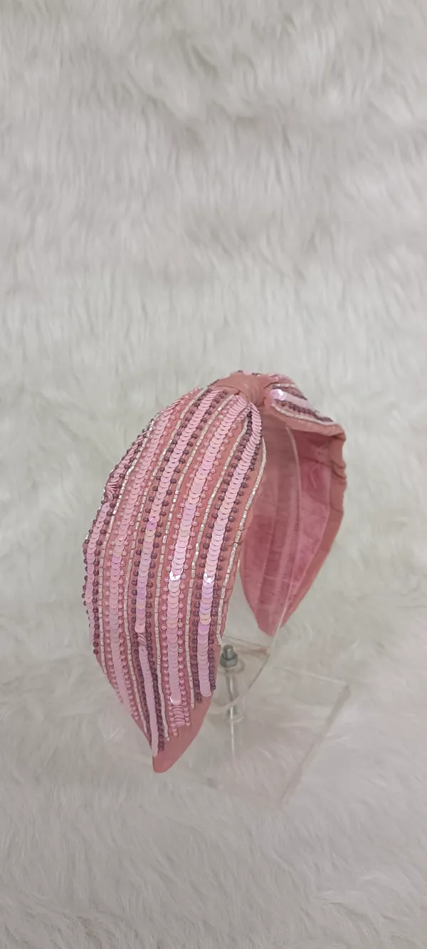 Pink_Polyester_Sequin_Knot_Hairband_For_Women