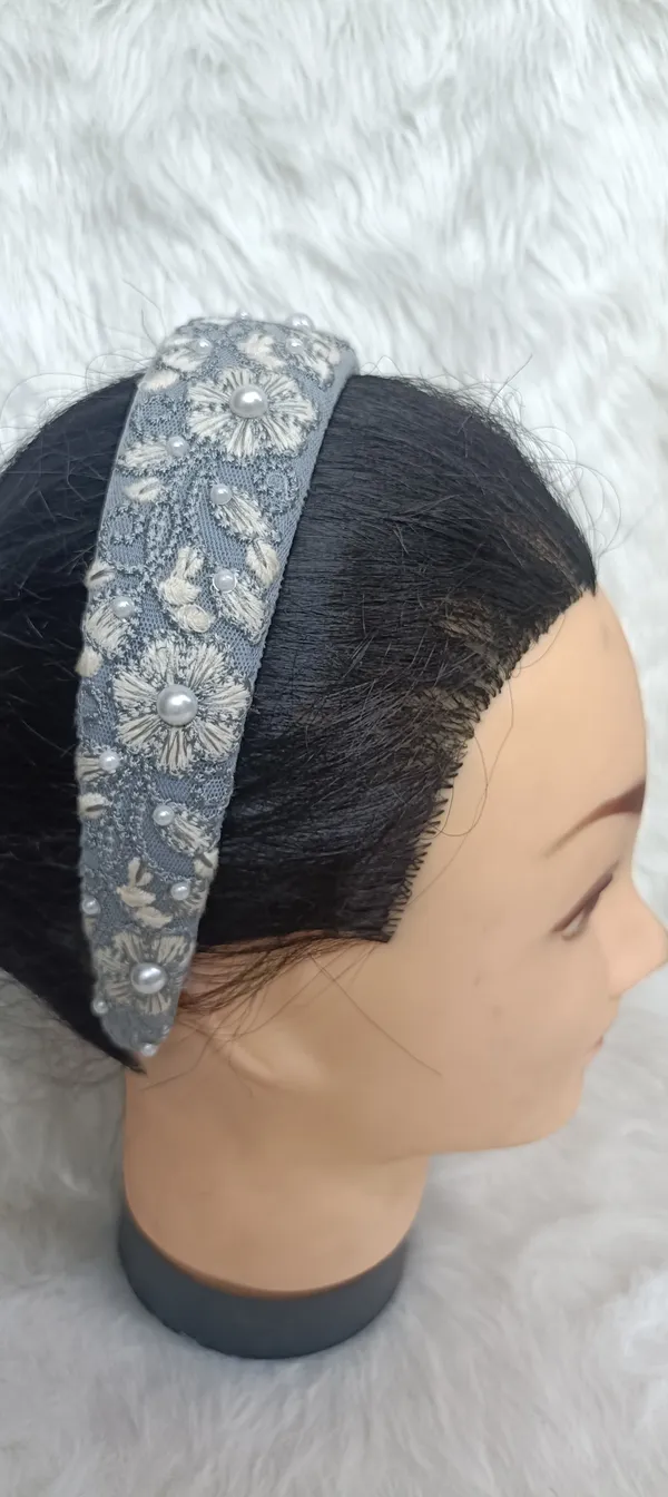 Grey_Cotton_Floral_Embroidered_Pearl_Hairband_For_Women