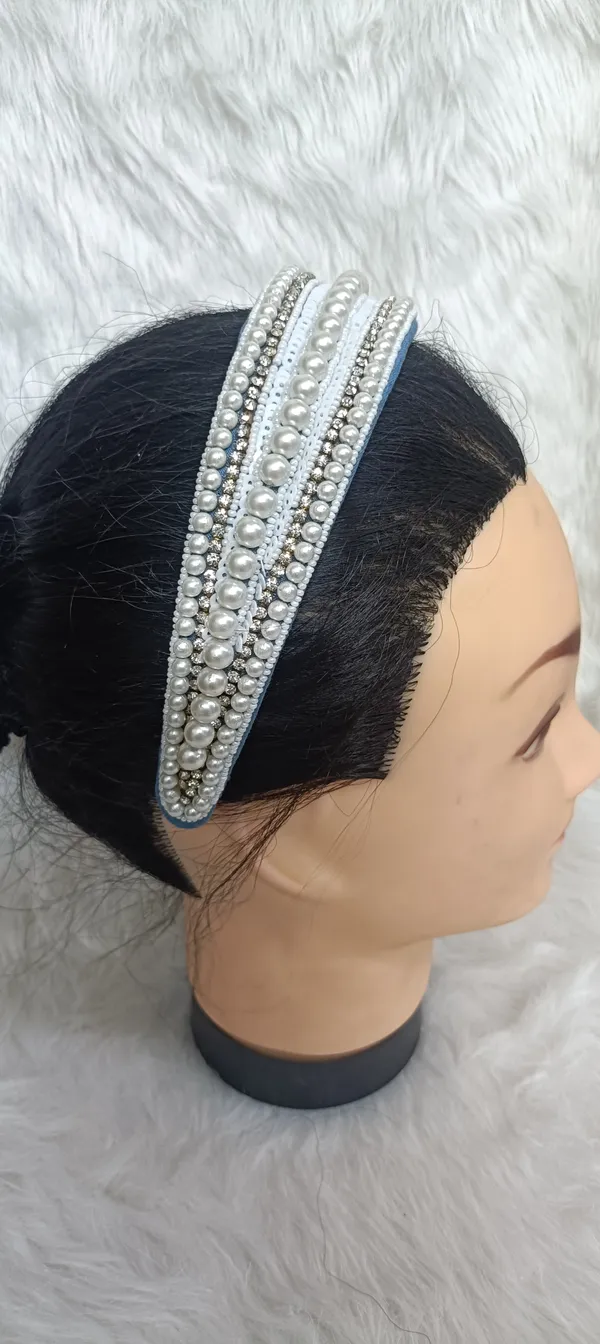 Blue_Cotton_Pearl_Embellished_Padded_Headband_For_Women