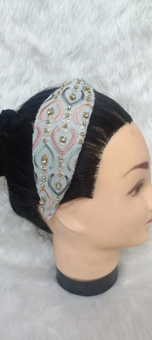 Blue_Cotton_Embroidered_Stone_Studded_Wide_Headband_For_Women