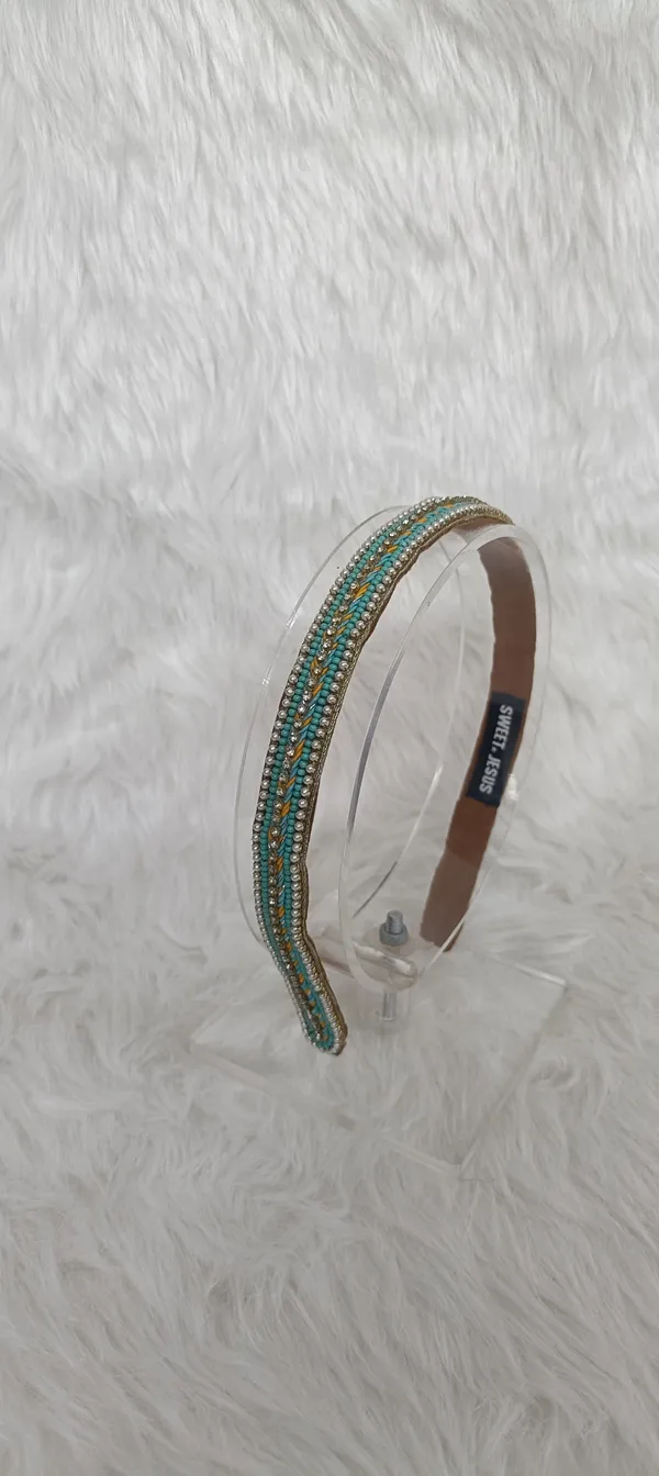 Turquoise_Satin_Beaded_Hairband_For_Women