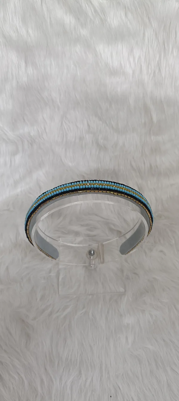Blue_Gold_Beaded_Striped_Hairband_For_Women