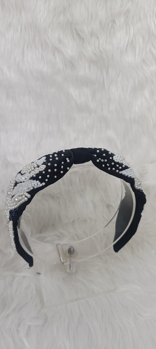 Black_Cotton_Pearl_Embellished_Leaf_Pattern_Hairband_For_Women