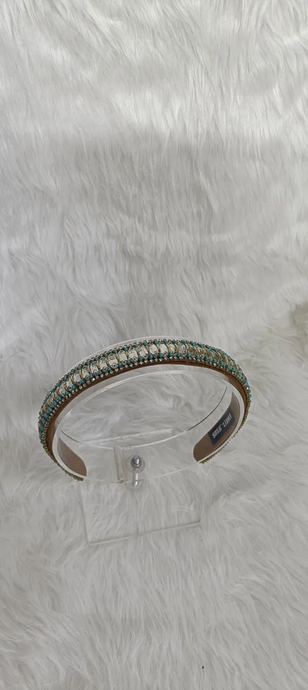 Turquoise_Beaded_Satin_Crystal_Embellished_Hairband_For_Women