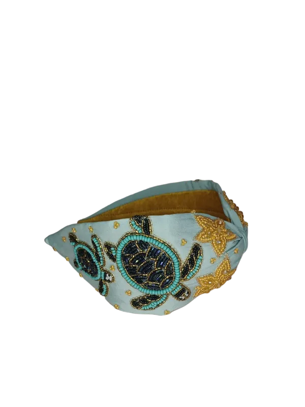 Turquoise_Cotton_Beaded_Turtle_Knot_Headband_For_Women