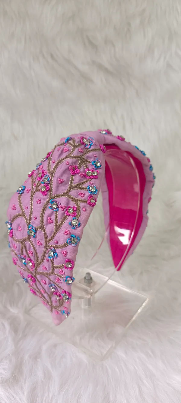 Pink_Cotton_Beaded_Floral_Embroidered_Wide_Headband_For_Women