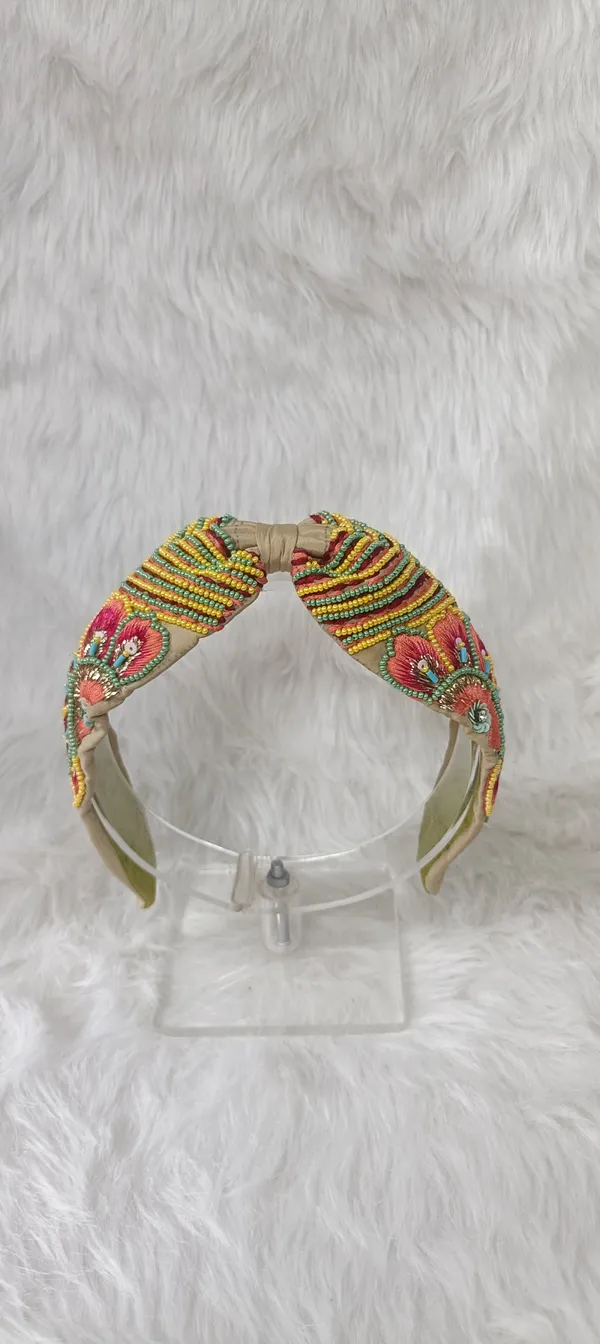 Beige_Cotton_Beaded_Floral_Knot_Headband_For_Women