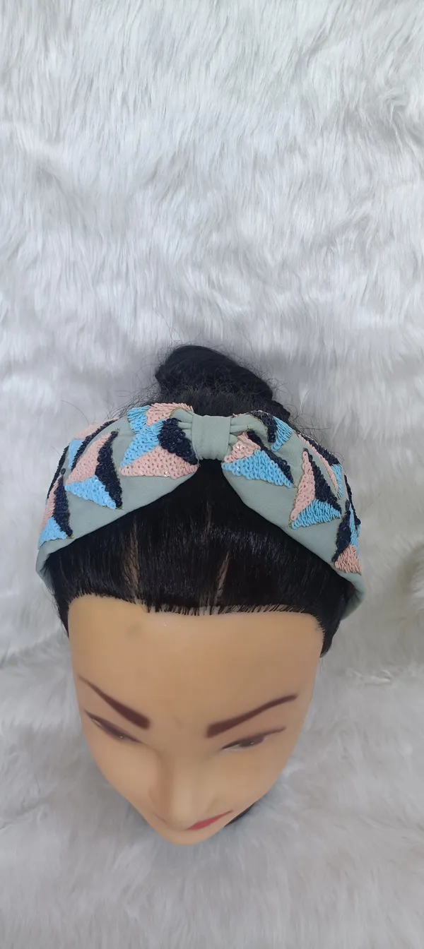 Sage_Green_Cotton_Sequin_Triangle_Knot_Headband_For_Women