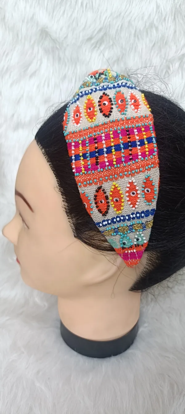Multicolor_Cotton_Beaded_Tribal_Wide_Headband_For_Women