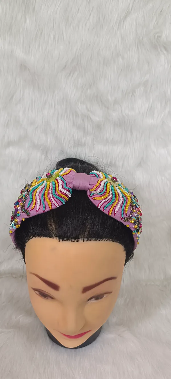 Purple_Cotton_Beaded_Floral_Wide_Headband_For_Women
