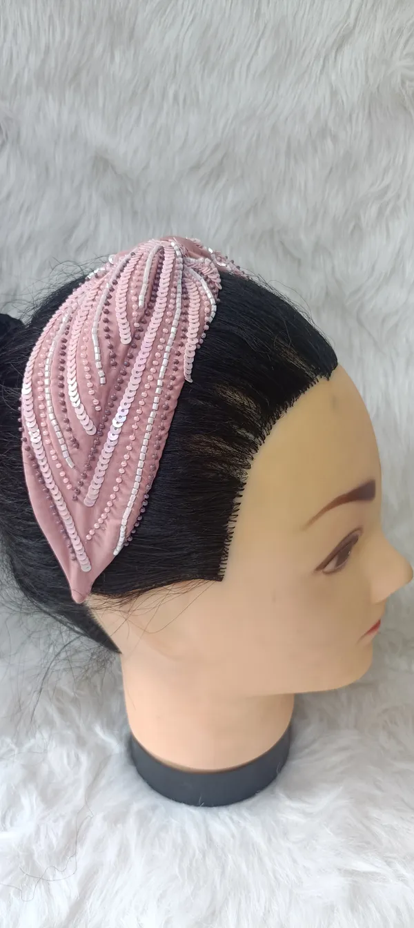 Pink_Sequin_Knotted_Hairband_For_Women
