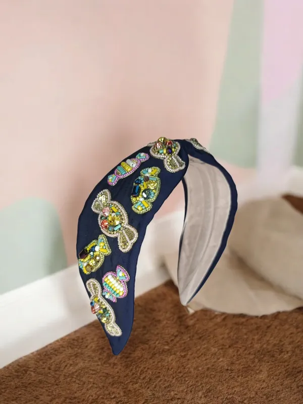 Navy_Blue_Cotton_Beaded_Wide_Knot_Headband_For_Women