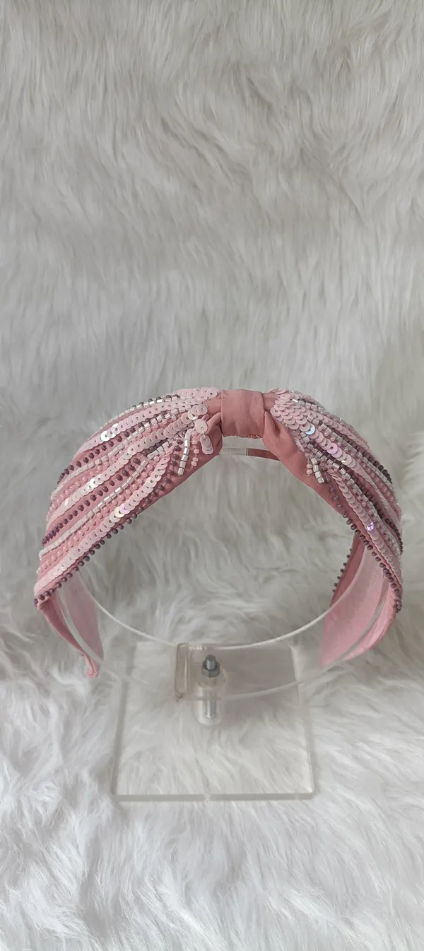 Pink_Sequin_Knotted_Hairband_For_Women
