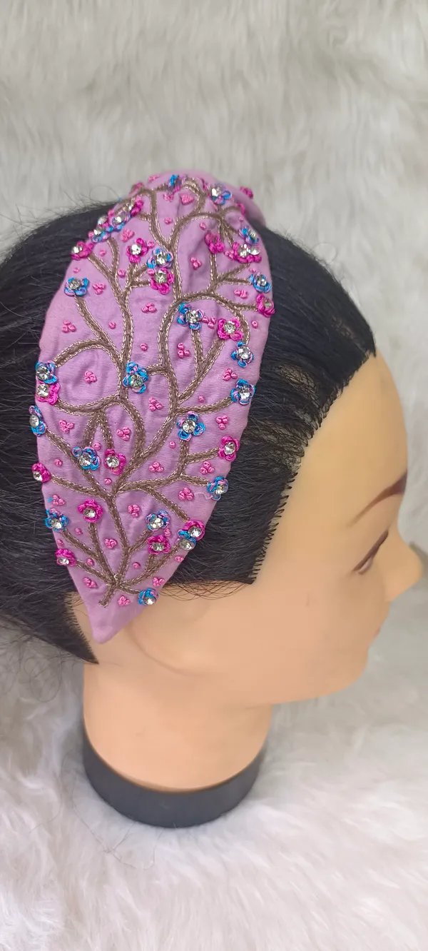Pink_Cotton_Beaded_Floral_Embroidered_Wide_Headband_For_Women