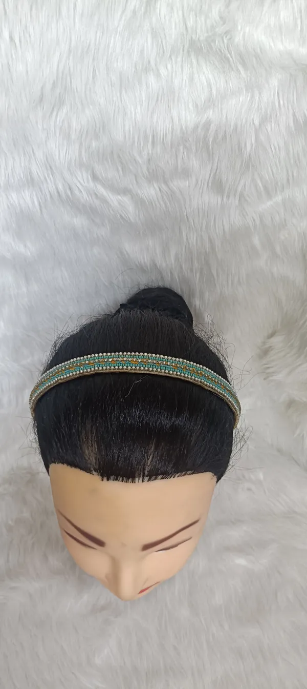 Turquoise_Satin_Beaded_Hairband_For_Women