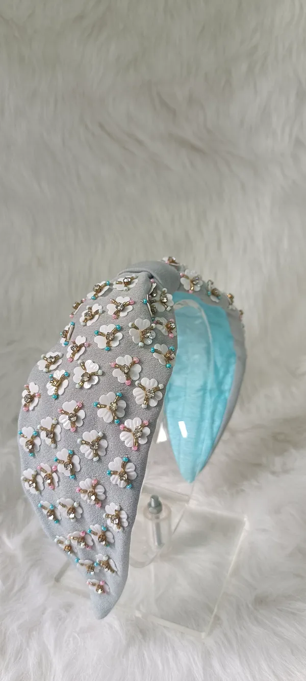 Grey_Cotton_Floral_Beaded_Knot_Headband_For_Women