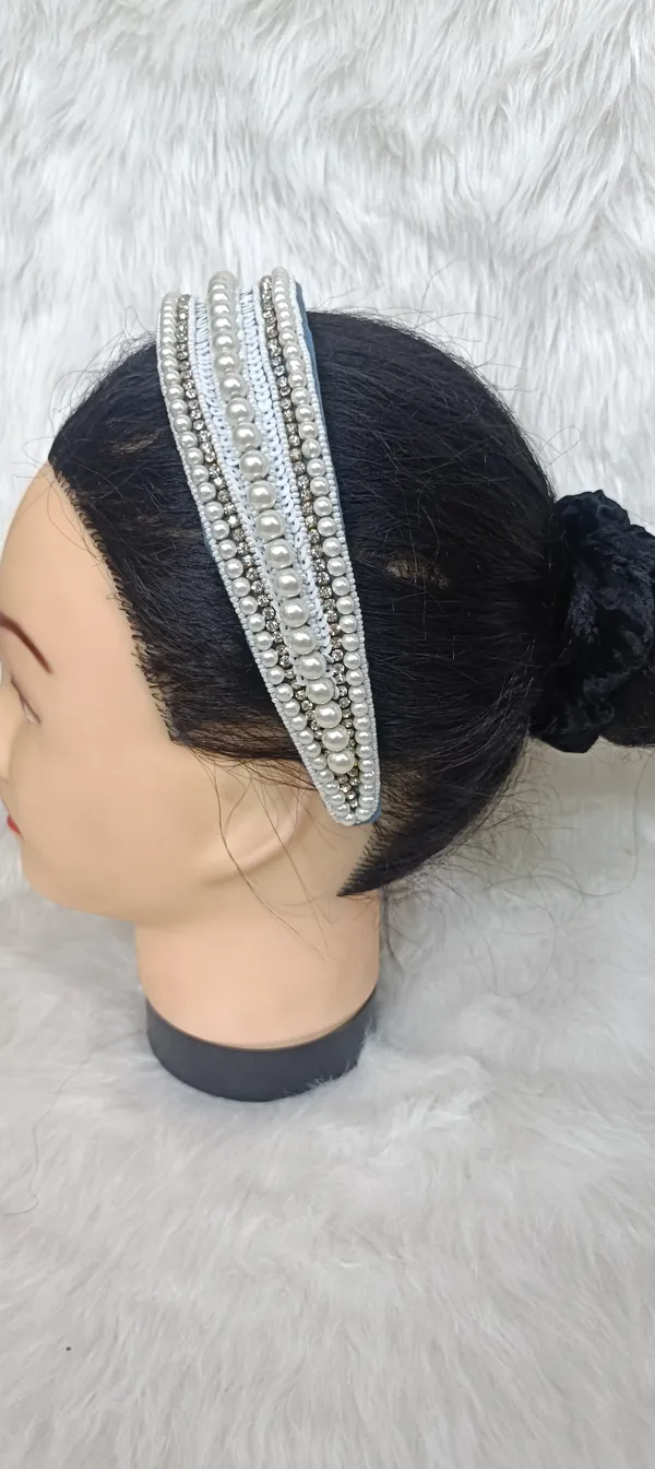 Blue_Cotton_Pearl_Embellished_Padded_Headband_For_Women