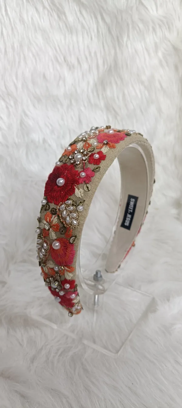 Beige_Cotton_Floral_Embroidered_Pearl_Hairband_For_Women