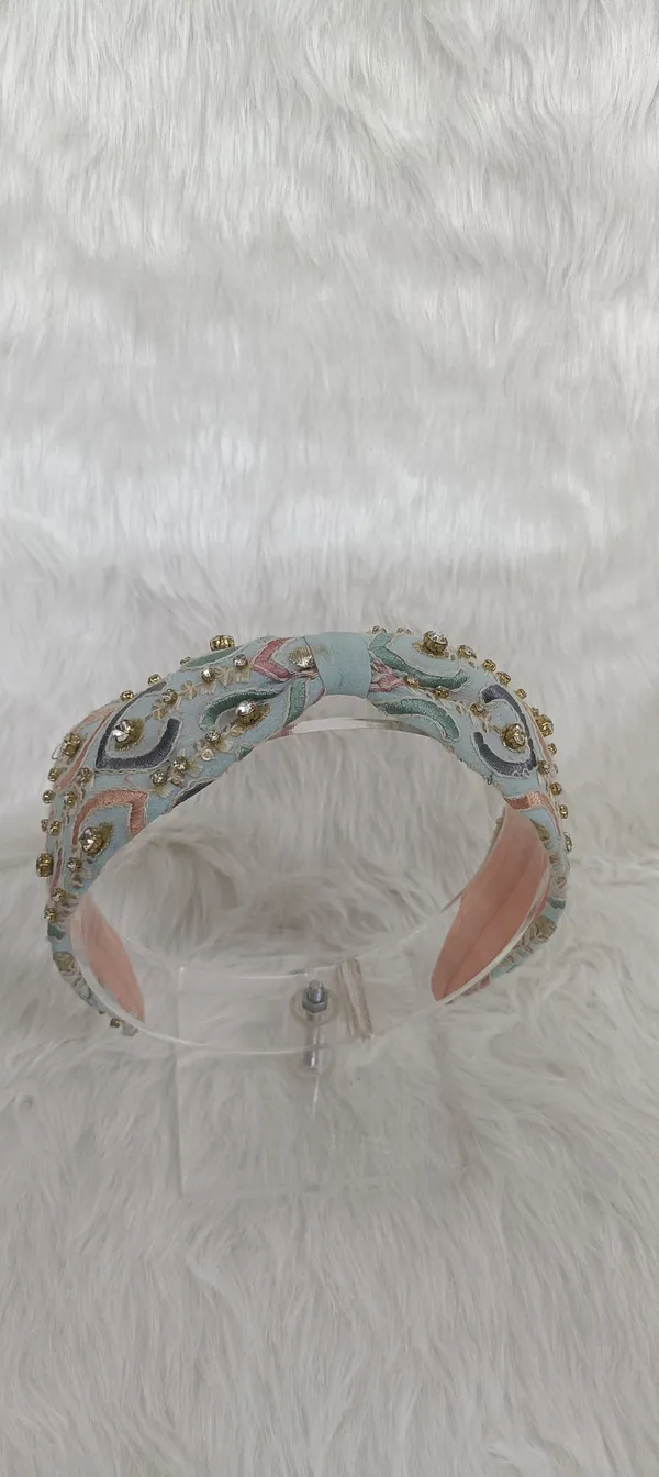 Blue_Cotton_Embroidered_Stone_Studded_Wide_Headband_For_Women