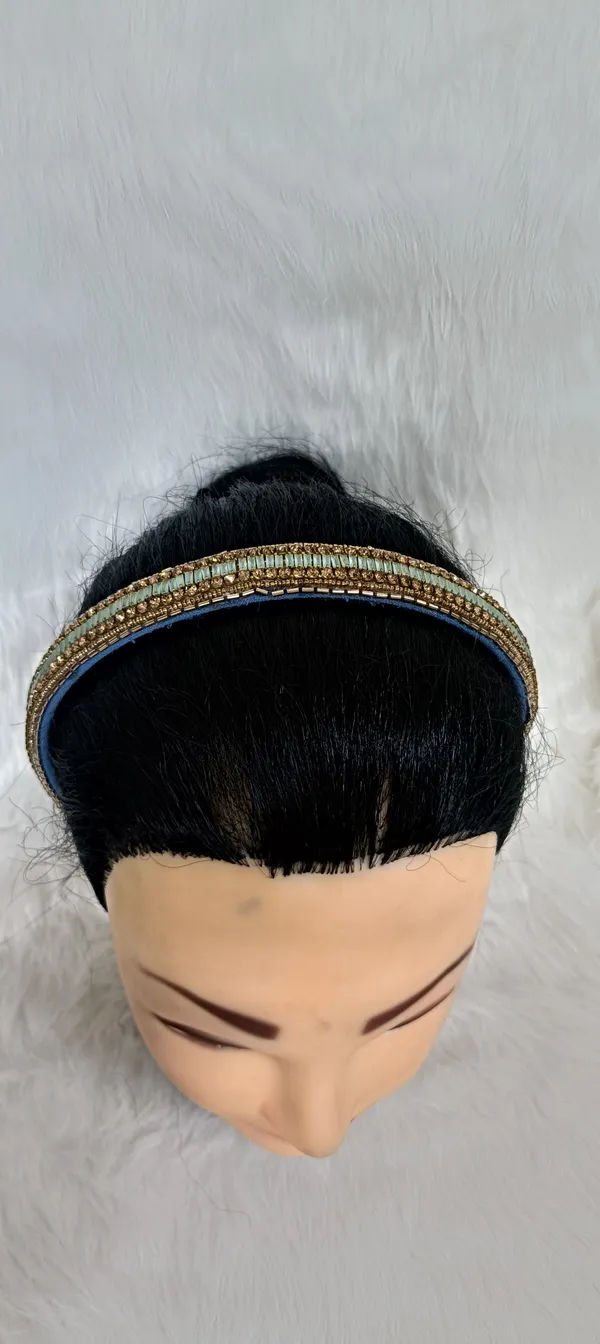 Blue_Beaded_Satin_Crystal_Embellished_Hairband_For_Women