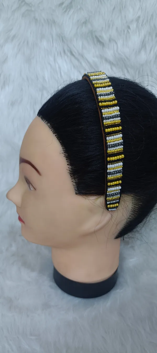 Gold_Silver_White_Beaded_Striped_Hairband_For_Women