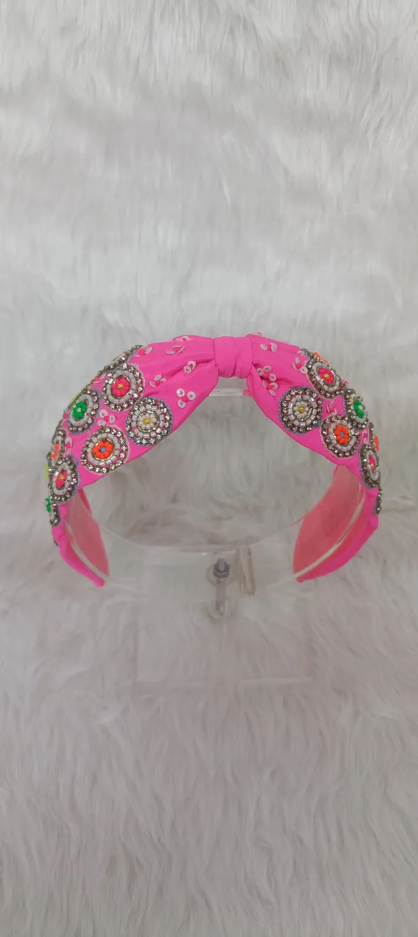 Pink_Cotton_Beaded_Floral_Knot_Headband_For_Women