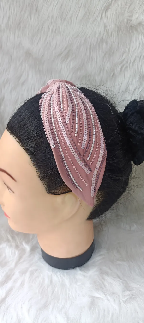 Pink_Sequin_Knotted_Hairband_For_Women