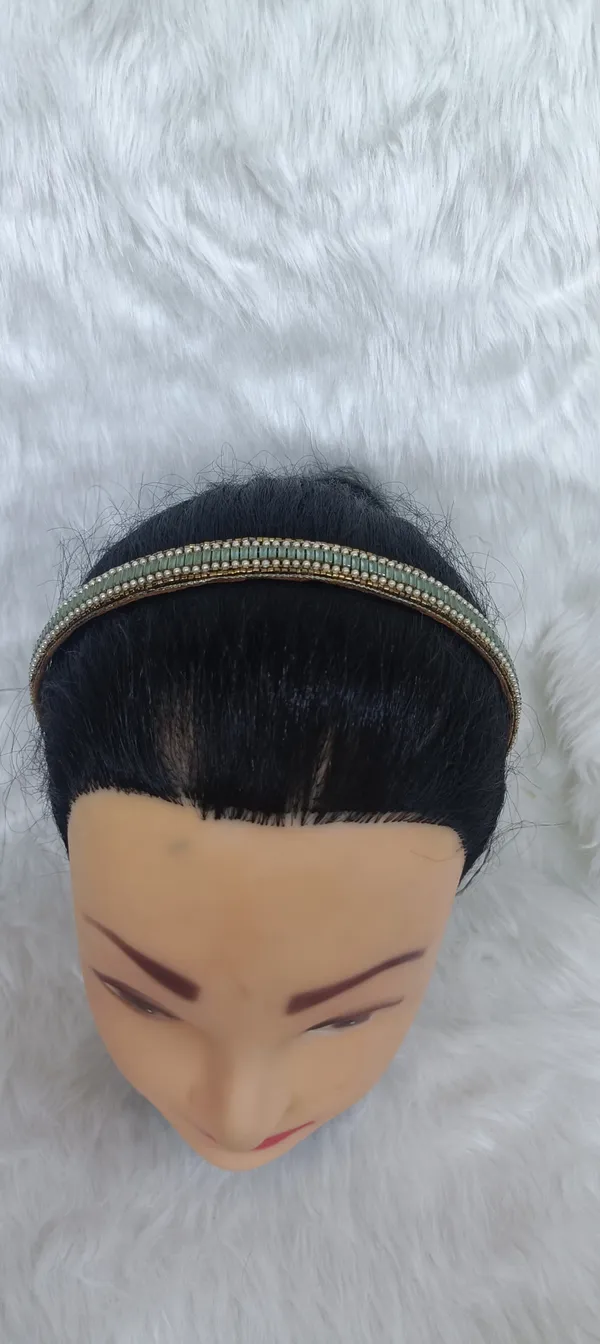 Green_Satin_Beaded_Pearl_Embellished_Hairband_For_Women