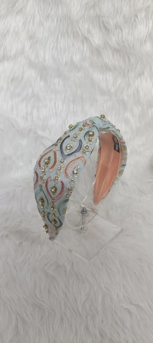 Blue_Cotton_Embroidered_Stone_Studded_Wide_Headband_For_Women