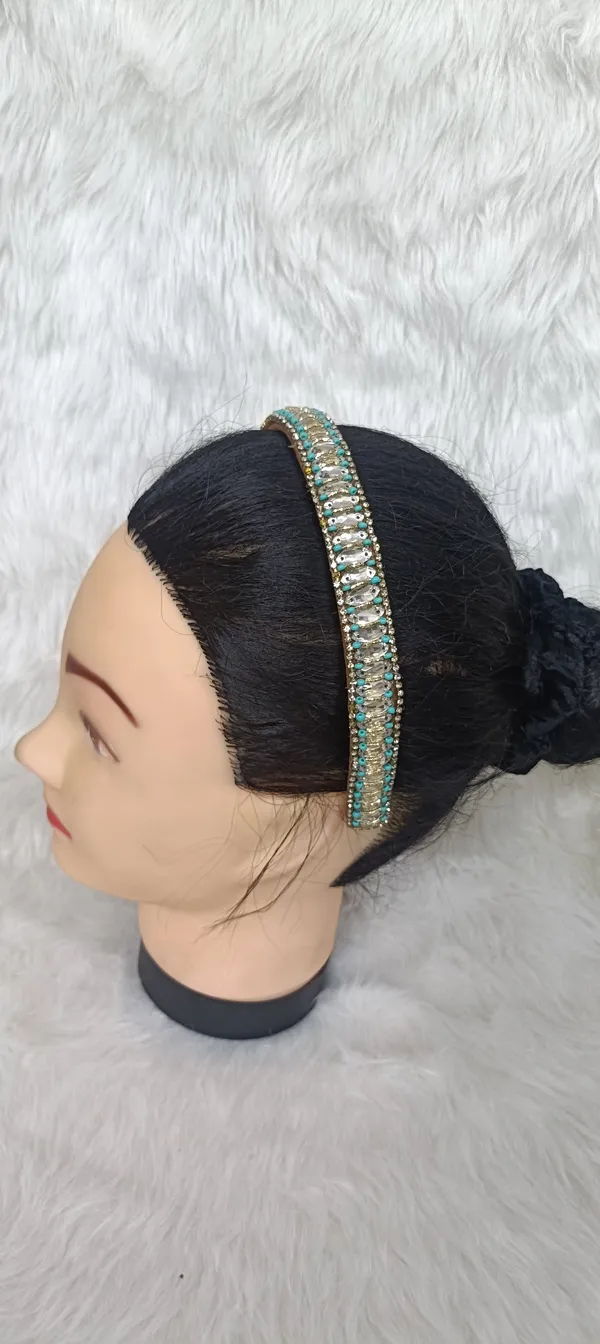 Turquoise_Beaded_Satin_Crystal_Embellished_Hairband_For_Women