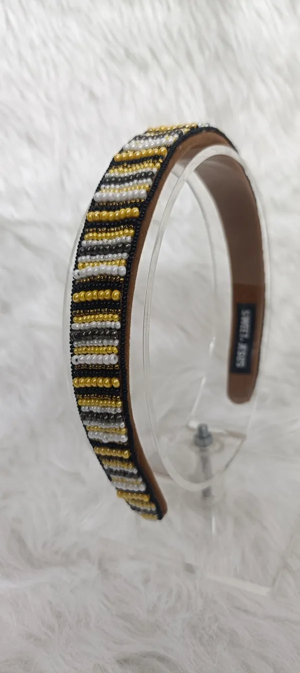 Gold_Silver_White_Beaded_Striped_Hairband_For_Women