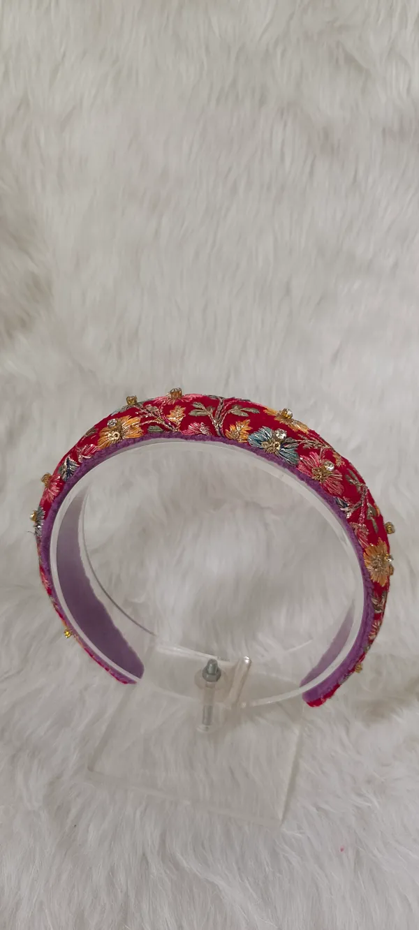Red_Cotton_Floral_Embroidered_Wide_Hairband_For_Women
