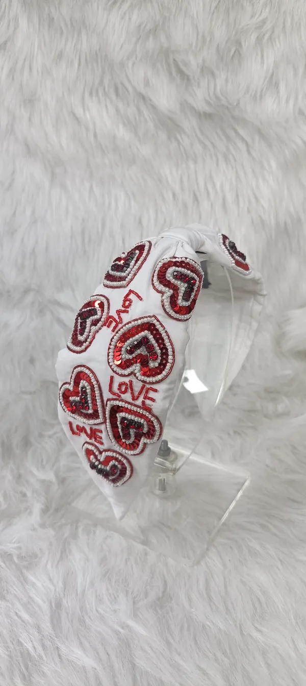 White_Cotton_Sequin_Heart_Embroidered_Knot_Headband_For_Women