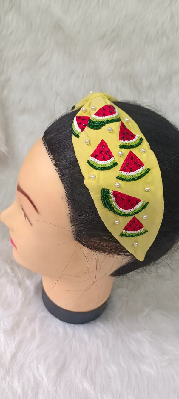 Yellow_Cotton_Beaded_Watermelon_Knot_Headband_For_Women