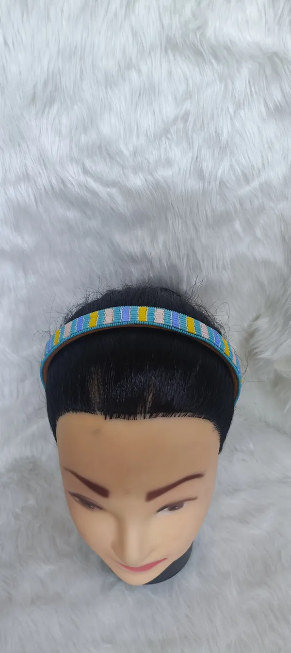 Turquoise_Beaded_Multicolor_Striped_Hairband_For_Women