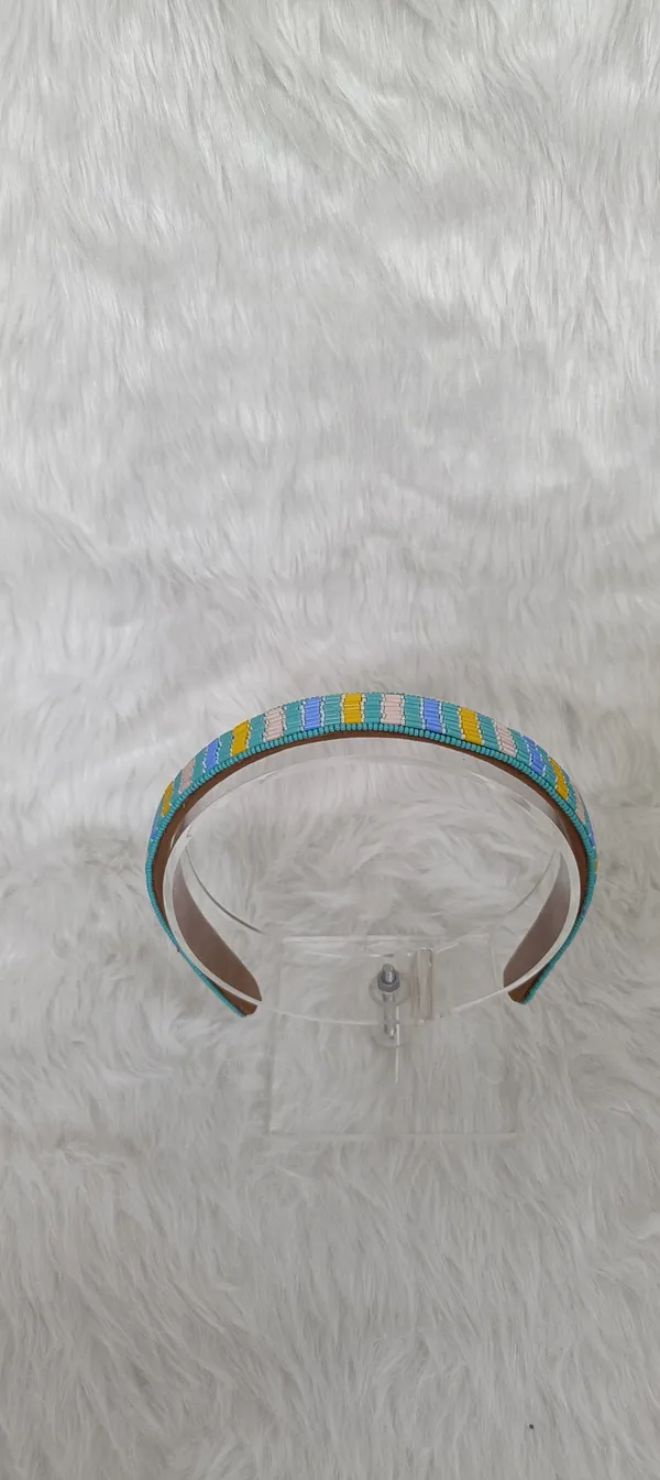 Turquoise_Beaded_Multicolor_Striped_Hairband_For_Women
