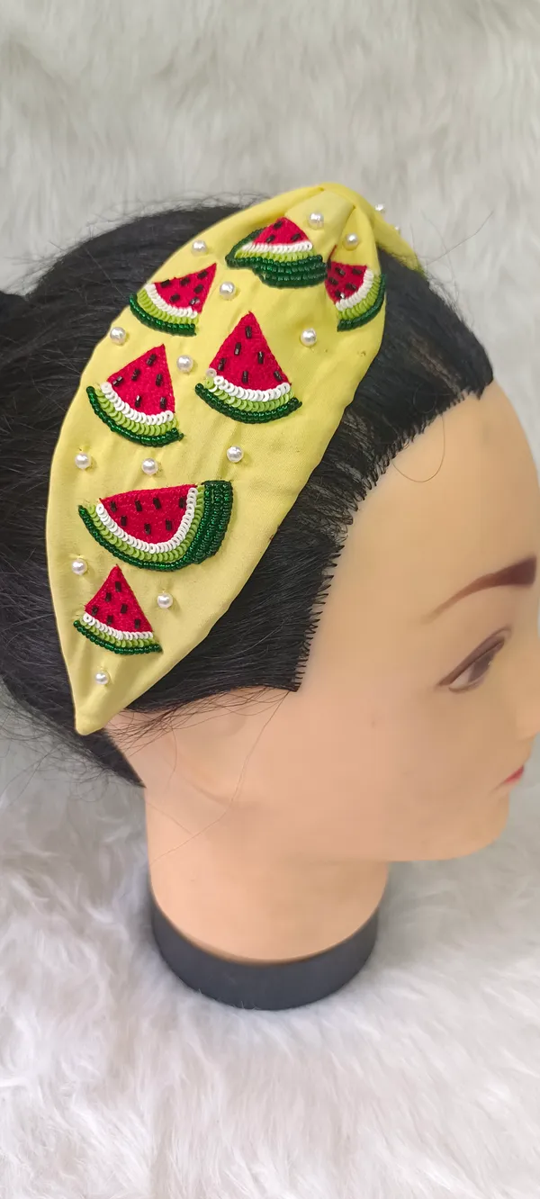 Yellow_Cotton_Beaded_Watermelon_Knot_Headband_For_Women