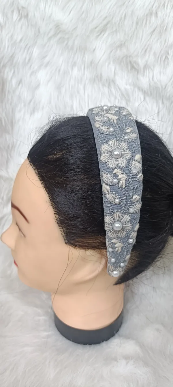 Grey_Cotton_Floral_Embroidered_Pearl_Hairband_For_Women