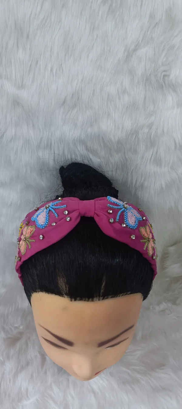 Pink_Cotton_Embroidered_Butterfly_Knot_Headband_For_Women