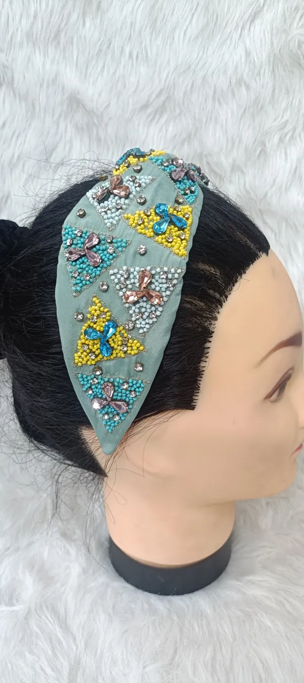 Sea_Green_Satin_Beaded_Knot_Headband_For_Women