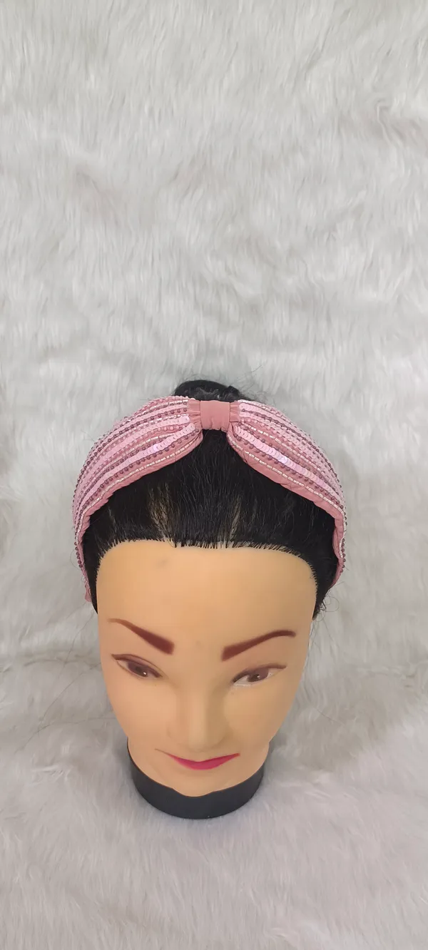 Pink_Polyester_Sequin_Knot_Hairband_For_Women