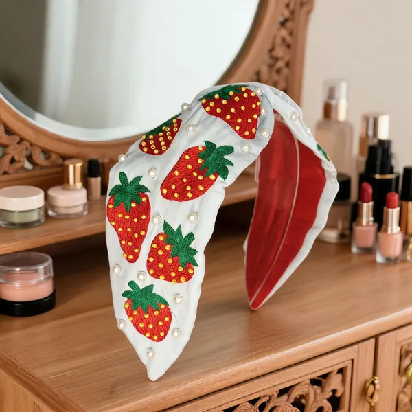 White_Cotton_Strawberry_Embroidered_Pearl_Knot_Headband_For_Girls