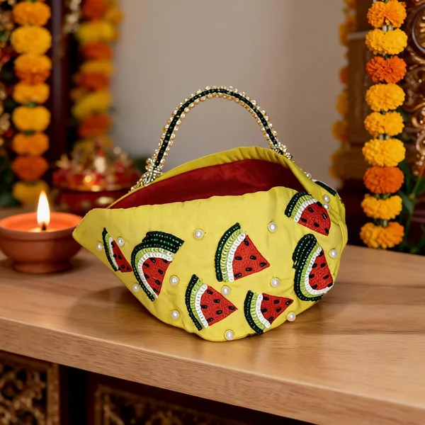 Yellow_Cotton_Watermelon_Embroidered_Potli_Bag_For_Women