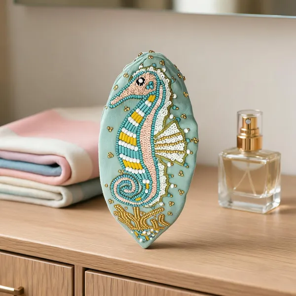 Turquoise_Cotton_Canvas_Beaded_Seahorse_Embroidered_Pouch_For_Unisex