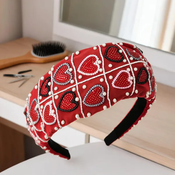 Red_Velvet_Beaded_Heart_Embroidered_Headband_For_Women