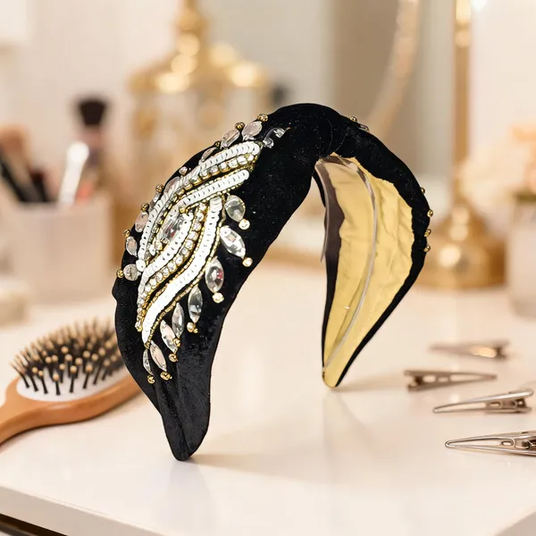 Black_Velvet_Beaded_Embellished_Wide_Headband_For_Women