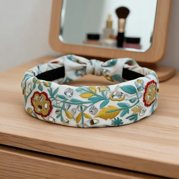 Mint_Green_Cotton_Embroidered_Mirror_Work_Knot_Hairband_For_Women