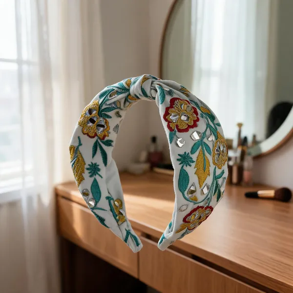 Mint_Green_Cotton_Embroidered_Mirror_Work_Knot_Hairband_For_Women