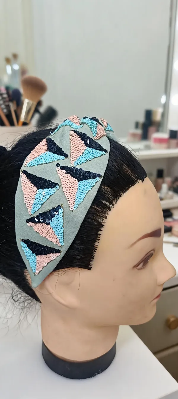 Sage_Green_Cotton_Sequin_Triangle_Knot_Headband_For_Women